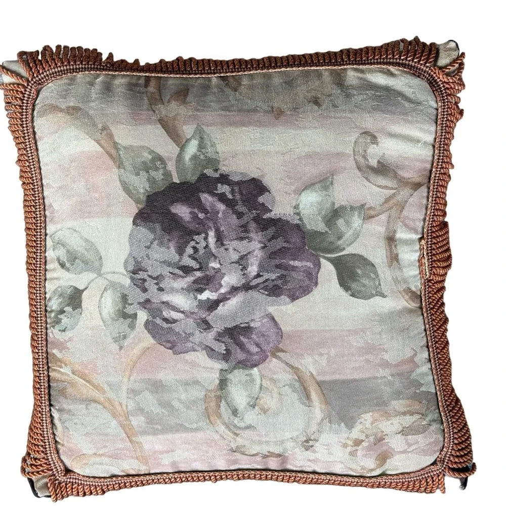 Vtg Croscill Throw Decor‎ Pillow Set Chambord Cassis Purple Floral Fringe